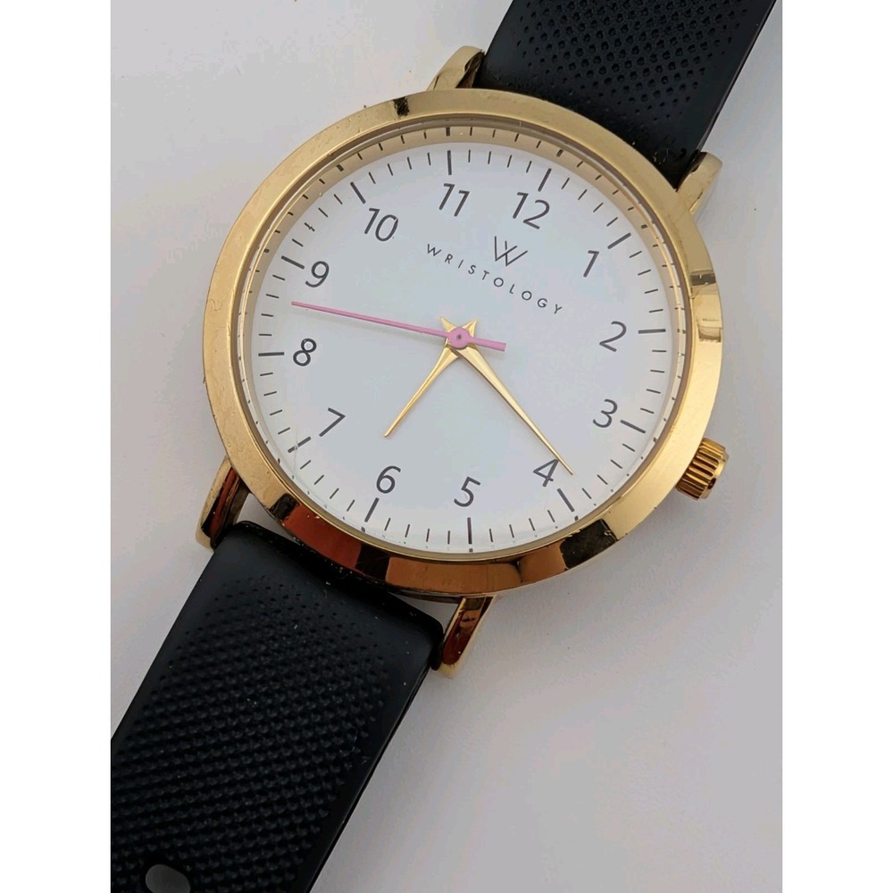 Wristology "Hi I'm Olivia" Watch Women Gold Case Silicone Band- New‎ Battery